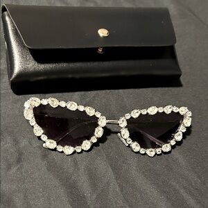 Elegant Black Crystal-Embellished Sunglasses
